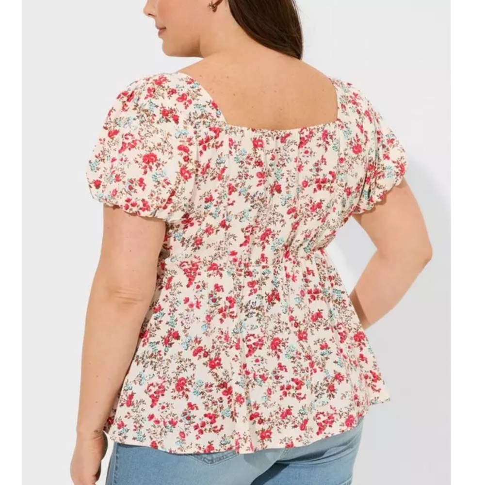 Floral Print Square Neck Top - Picture 2 of 9
